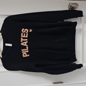 Bella + Canvas Black Crew Neck Sweatshirt with Leopard Print Pilates